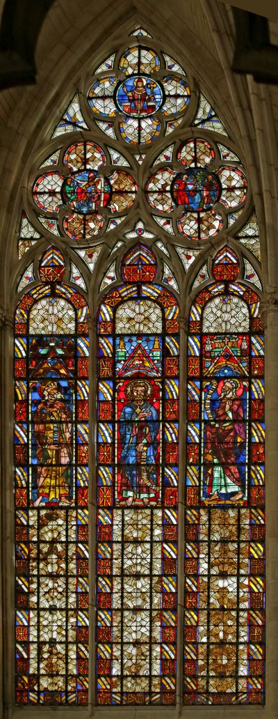 South Choir Window with Grisaille and the Prophets Jonah, Micah and Sophonias by French School